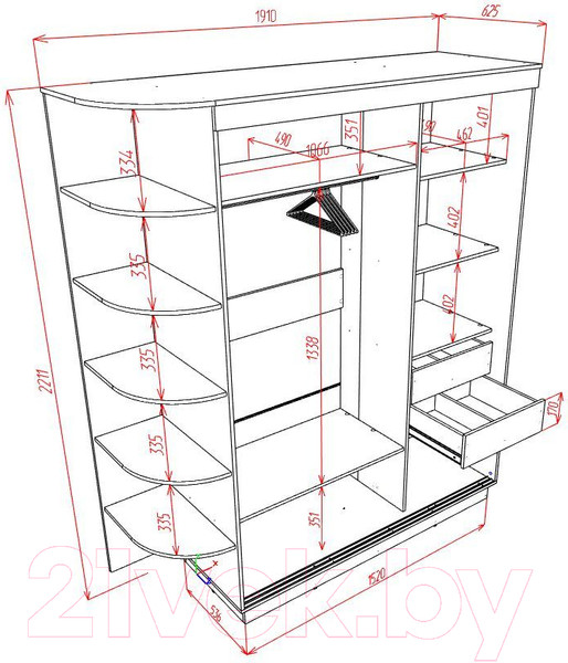 Изображение товара Шкаф-купе Eligard Лагуна / ШЛ-06.Л.1 (белый)