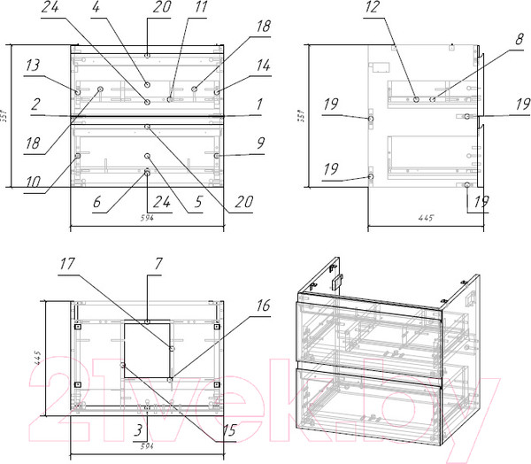 Изображение товара Тумба под умывальник Cersanit Moduo / SB-SZ-MOD60-BL/Wh