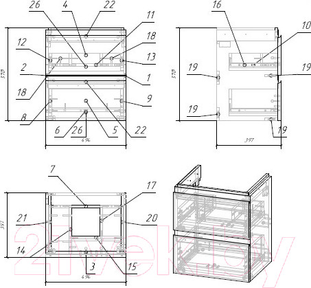 Изображение товара Тумба под умывальник Cersanit Moduo / SB-SZ-MOD-MO50/Wh