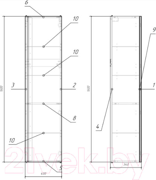 Изображение товара Шкаф-пенал для ванной Cersanit Moduo / SB-SL-MOD/Wh
