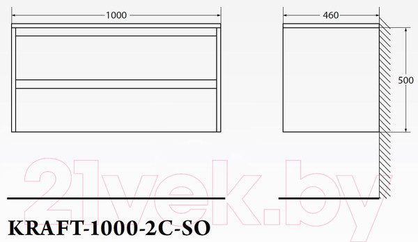 Изображение товара Тумба под умывальник BelBagno Kraft-1000-2C-SO-BO