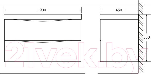 Изображение товара Тумба под умывальник BelBagno Marino-900-2C-SO-BO-P