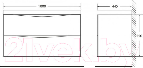 Изображение товара Умывальник BelBagno BB1000/445-LV-MR-PR
