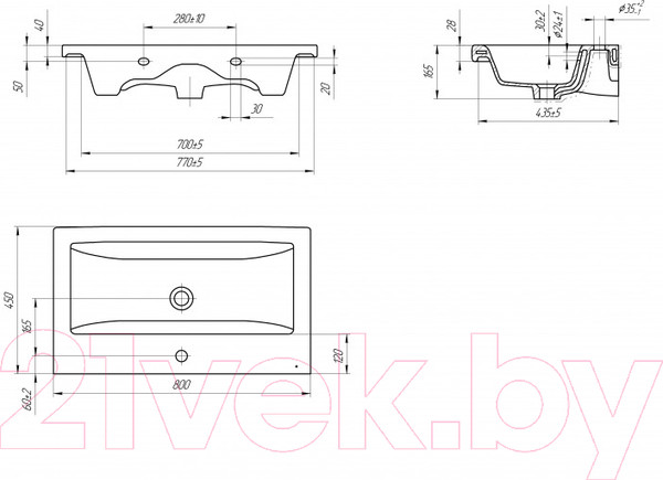Изображение товара Тумба с умывальником Cersanit Colour 80 (белый)