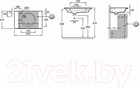 Изображение товара Умывальник Jacob Delafon Odeon EXAW112-Z-00