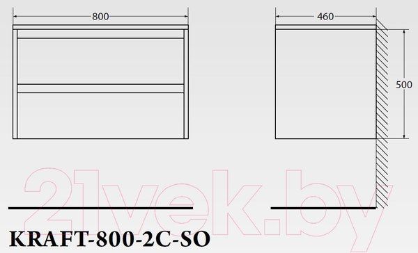 Изображение товара Тумба под умывальник BelBagno Kraft-800-2C-SO-PP