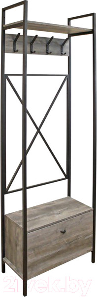 Изображение товара Секция в прихожую Древпром ДП4-03 (сосна пасадена/черный матовый)