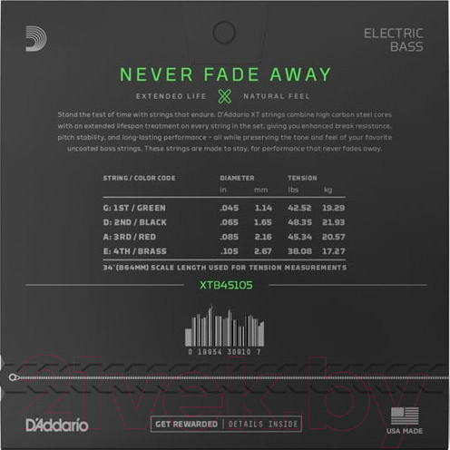 Изображение товара Струны для бас-гитары D'Addario XTB45105