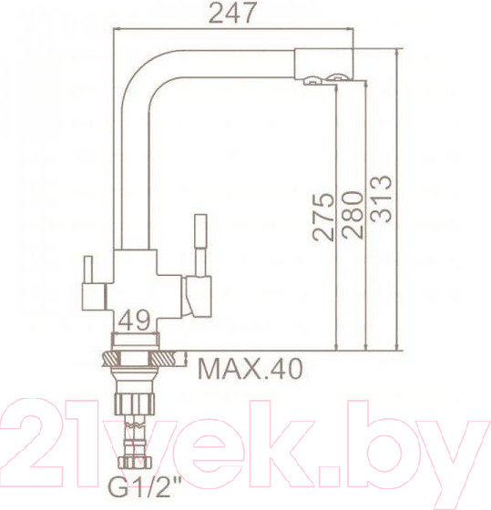 Изображение товара Смеситель Gerhans HU01K4055-3-25 (оникс)