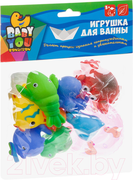 Изображение товара Набор игрушек для ванной Bondibon Подводный мир с кругом / ВВ3368 (9шт)