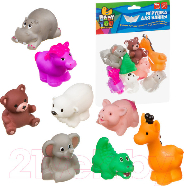 Изображение товара Набор игрушек для ванной Bondibon Зоопарк / ВВ3369 (8шт)