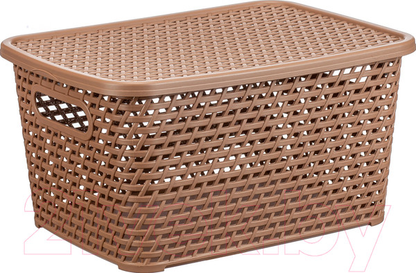 Изображение товара Ящик для хранения Idea Ротанг / М2375 (бежевый, с крышкой)