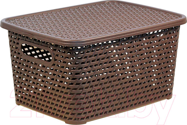 Изображение товара Ящик для хранения Idea Ротанг / М2375 (коричневый, с крышкой)