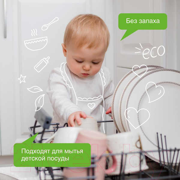 Изображение товара Таблетки для посудомоечных машин Synergetic Биоразлагаемые бесфосфатные (55шт)