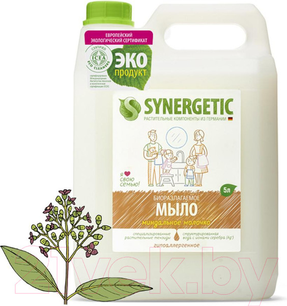 Изображение товара Мыло жидкое Synergetic Биоразлагаемое миндальное молочко (5л)