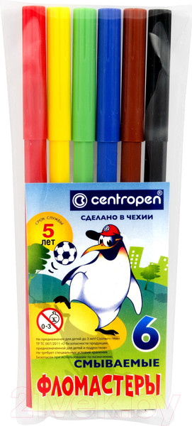 Изображение товара Фломастеры Centropen Пингвины / 7790 0686 (6шт)