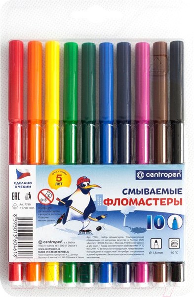 Изображение товара Фломастеры Centropen Пингвины / 7790 1085 (10шт)
