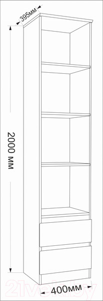 Изображение товара Стеллаж Евва Турин ТР-4T2S-01/YA-S (ясень снежный)