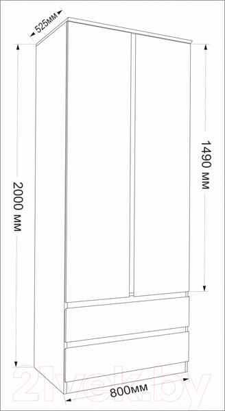 Изображение товара Шкаф Евва Турин ТР-2D2S/S (дуб сонома)