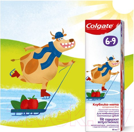 Изображение товара Зубная паста Colgate Для детей 6-9 лет. Клубника и мята с фторидом (60мл)