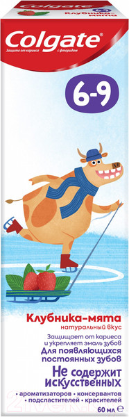 Изображение товара Зубная паста Colgate Для детей 6-9 лет. Клубника и мята с фторидом (60мл)