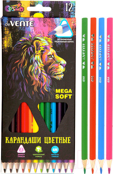 Изображение товара Набор цветных карандашей deVente Trio Mega Soft 4М / 5022915 (12цв)