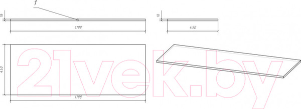 Изображение товара Столешница для тумбы в ванную Cersanit Moduo 120 / SB-BL-MOD120