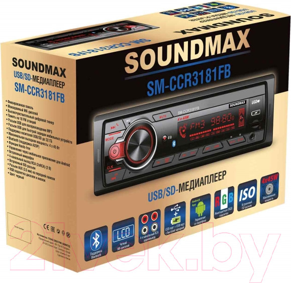 Изображение товара Бездисковая автомагнитола SoundMax SM-CCR3181FB (черный)