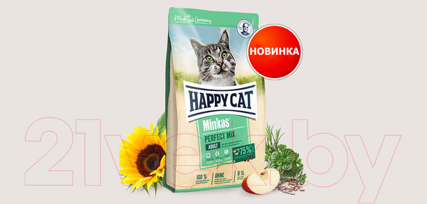 Изображение товара Сухой корм для кошек Happy Cat Minkas Perfect Mix Домашняя птица, рыба и ягненок / 70415 (4кг)