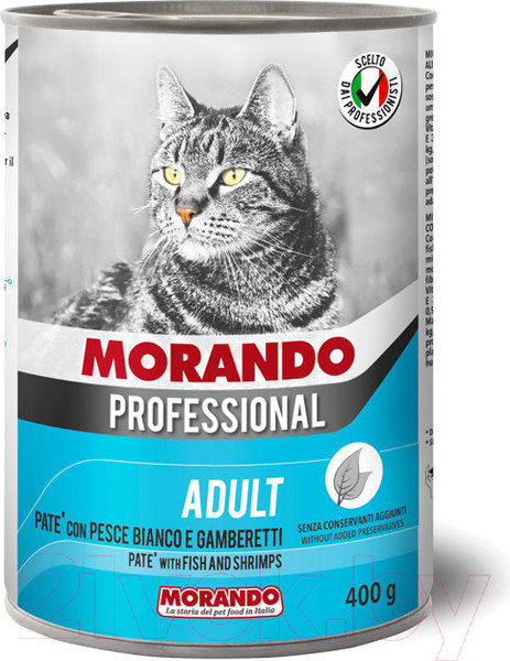 Изображение товара Влажный корм для кошек Morando Professional Fish & Shrimps (400г)
