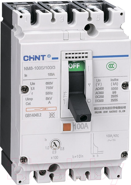 Изображение товара Выключатель автоматический Chint NM8-250S 3P 100А 50кА / 149476