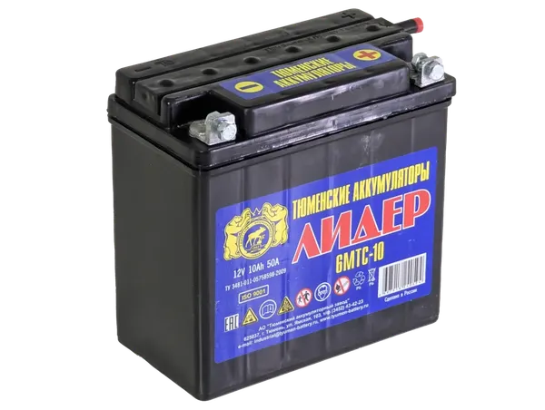 Изображение товара Мотоаккумулятор Tyumen Battery Лидер 6МТС-10 / 00-00001634 (10 А/ч)