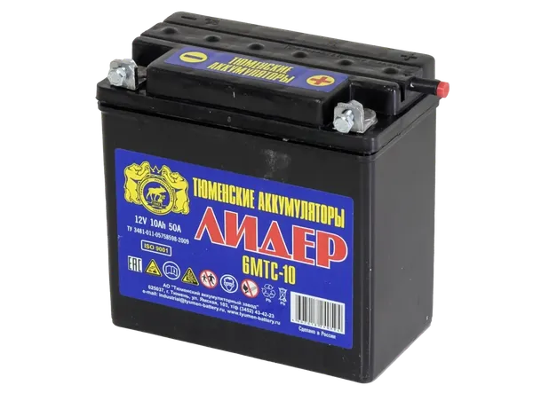 Изображение товара Мотоаккумулятор Tyumen Battery Лидер 6МТС-10 / 00-00001634 (10 А/ч)