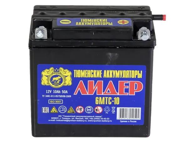 Изображение товара Мотоаккумулятор Tyumen Battery Лидер 6МТС-10 / 00-00001634 (10 А/ч)