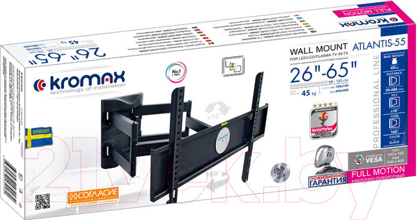 Изображение товара Кронштейн для телевизора Kromax Atlantis-55 (черный)