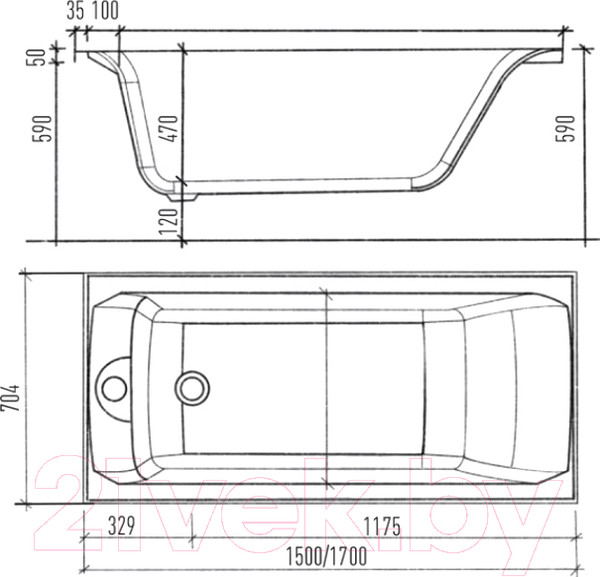 Изображение товара Ванна акриловая Eurolux Qwatry 170x70 / E1017075030