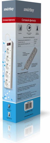 Изображение товара Сетевой фильтр SmartBuy SBSP-50-W
