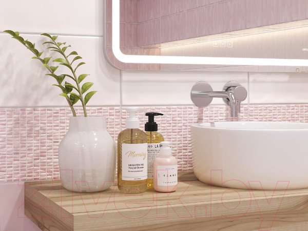 Изображение товара Плитка Cersanit Pudra Рельеф PDG072D (200x440, розовый)