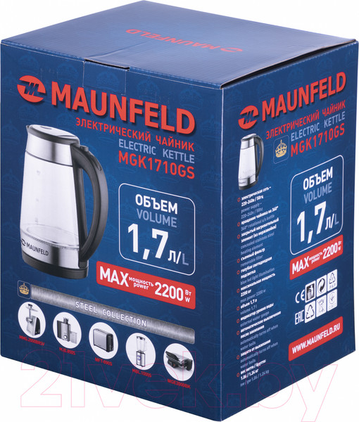 Изображение товара Электрочайник Maunfeld MGK1710GS (прозрачное стекло)