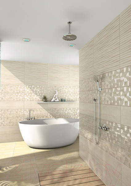 Изображение товара Декоративная плитка Beryoza Ceramica Травертин 2 кремовый (250x750)