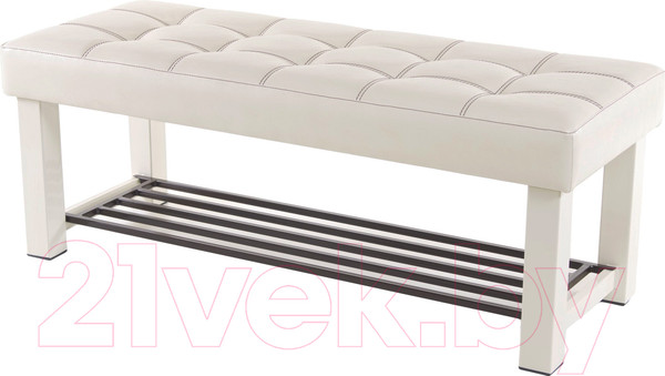 Изображение товара Банкетка AMC Lux 4 кожзам с полкой / 4.1Б120332 (бежевый/бежевый/коричневый)