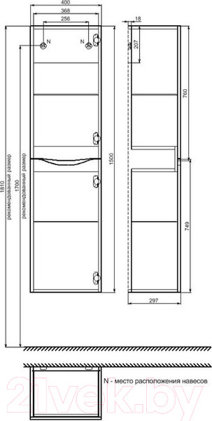 Изображение товара Шкаф-пенал для ванной IDDIS CLO40W0i97