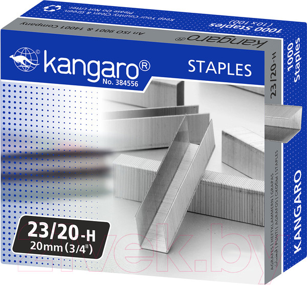 Изображение товара Скобы канцелярские Kangaro 23/20H (1000шт)