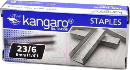 Изображение товара Скобы канцелярские Kangaro 23/6 (1000шт)