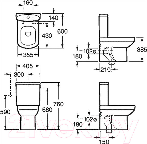 Изображение товара Унитаз напольный Roca Dama Senso Compacto 734151B000 + 342518000 + ZRU9302991