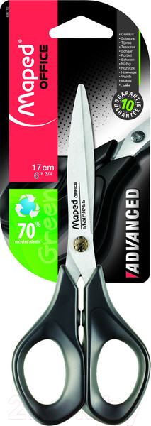 Изображение товара Ножницы канцелярские Maped Advanced Green / 496110 (17см, черный)