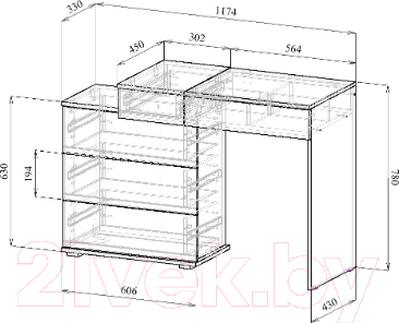 Изображение товара Туалетный столик с зеркалом MFMaster Нуар-6 / МСТ-ТСН-06-БТ-16 (белый)