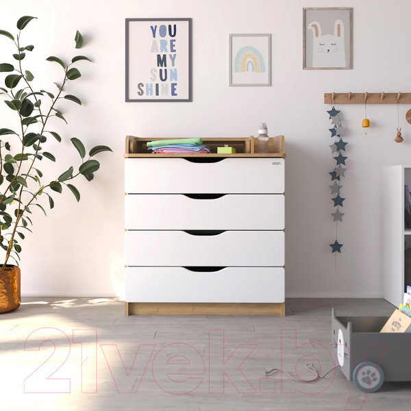 Изображение товара Комод пеленальный Атон Сириус-2 Wood 804 ПВХ (с шариковыми направляющими, дуб галифакс)