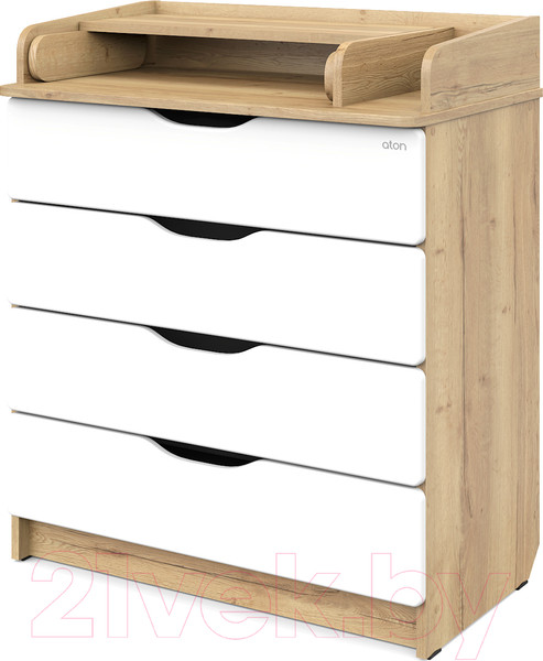 Изображение товара Комод пеленальный Атон Сириус-2 Wood 804 ПВХ (с шариковыми направляющими, дуб галифакс)