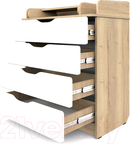 Изображение товара Комод пеленальный Атон Сириус-2 Wood 804 ПВХ (с шариковыми направляющими, дуб галифакс)